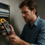 Mérőműszer használata az áramerősség mérésére elektromos rendszerben.