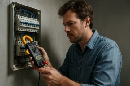 Mérőműszer használata az áramerősség mérésére elektromos rendszerben.