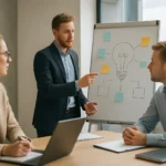 Innovációmenedzsment folyamat bemutatása üzleti találkozón