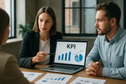 KPI elemzés üzleti találkozón két szakember között