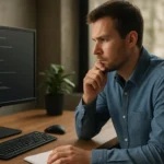 Fejlesztő figyelmesen dolgozik a JAVA_HOME beállításán