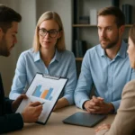 Munkahelyi megbeszélés a Predictive Index személyiségteszt alkalmazásáról.