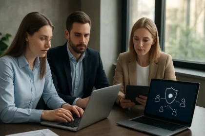 Többrésztvevős számítási technológia megbeszélése egy üzleti környezetben.