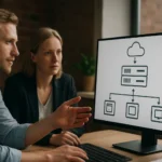 Két szakember SAP NetWeaver architektúrát elemző megbeszélése