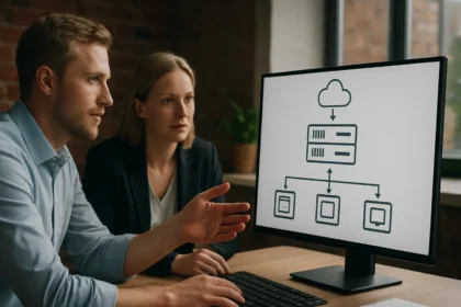 Két szakember SAP NetWeaver architektúrát elemző megbeszélése