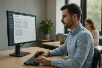 Felhasználó oldalsávval ellátott felhasználói felületen dolgozik