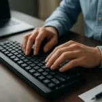 Kezek egy számítógép billentyűzetén, funkcióbillentyűk használata