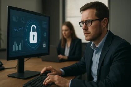 Kiberbiztonsági szakember ITDR felületen dolgozik