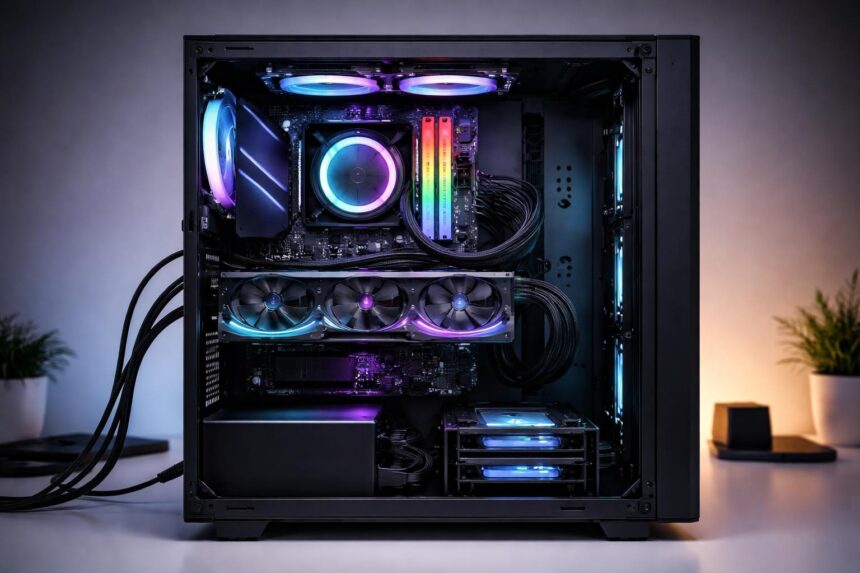 Részletes vizuális ábra a számítógép teljesítményét befolyásoló tényezőkről és összefüggéseikről.