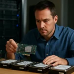 RAID vezérlő és lemeztömbök vizsgálata szakember által.