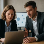 Két szakember dolgozik a Boomi AtomSphere Platformmal.