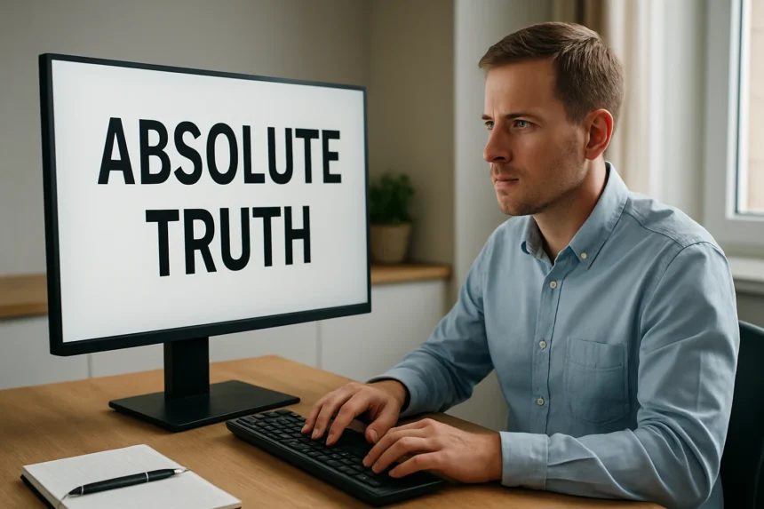 Férfi az informatikában az 'absolute truth' kifejezéssel foglalkozik.