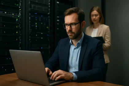 Hálózati biztonsági szakember az AAA szerver működésére összpontosít.