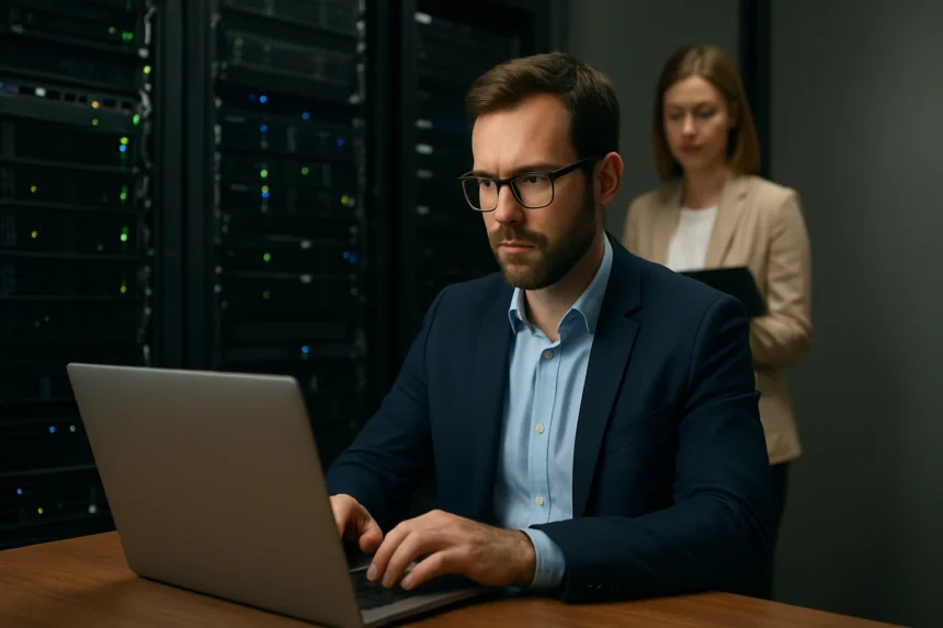 Hálózati biztonsági szakember az AAA szerver működésére összpontosít.