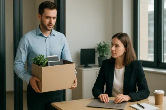 Munkavállaló távozása egy irodából, a be- és kiléptetési folyamatban