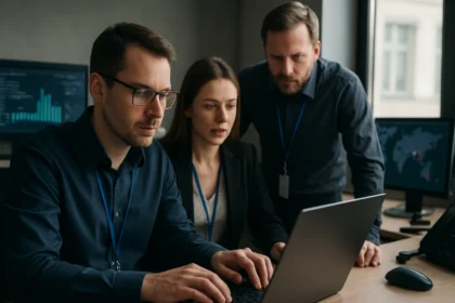 Incidenskezelő csapat kiberbiztonsági feladatok végzése közben