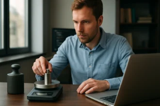 Férfi mérése tömeg mérlegen, informatika és fizika összefüggésében