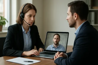 Referenciaellenőrző szoftver használata toborzás során online interjúval.