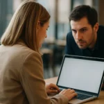 Váll feletti kémlelés veszélye egy kávézóban.