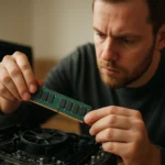 Felhasználó RAM memóriát telepít a számítógépbe