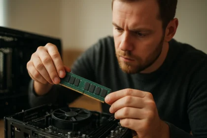 Felhasználó RAM memóriát telepít a számítógépbe