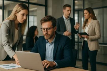 A csapat munkahelyi megbeszélése a vállalati agilitásról