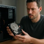 Belső merevlemez vizsgálata számítógépben a felhasználó által.