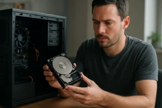 Belső merevlemez vizsgálata számítógépben a felhasználó által.