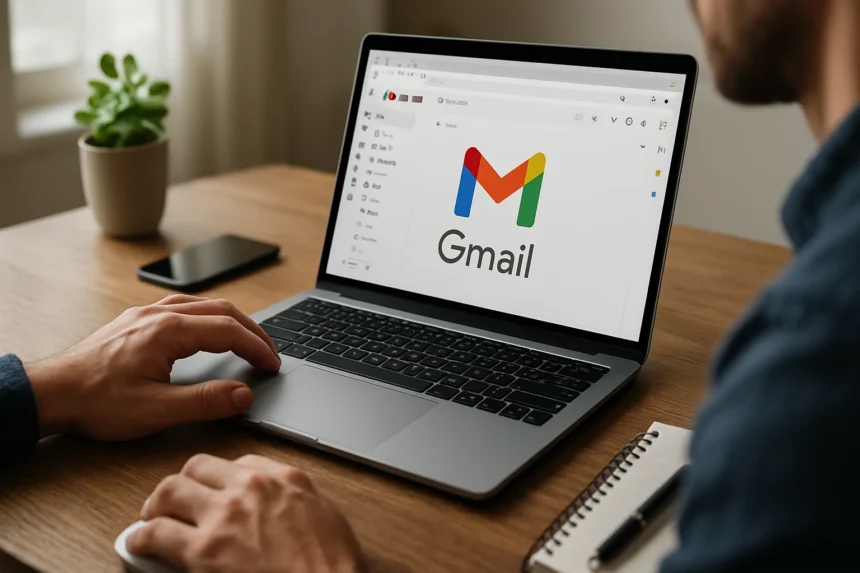 Gmail felület, email küldése és fogadása laptopon