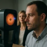 Férfi retinájának szkennelése biometrikus azonosításhoz