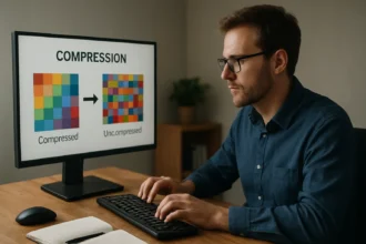 Adattömörítés bemutatása számítógép képernyőjén