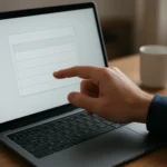 Felhasználó legördülő menüt választ laptopon.