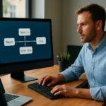 Programozó a NINO algoritmust bemutató képernyő előtt.