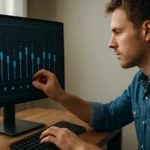 Felhasználó grafikus hangszínszabályzót állít be számítógépen