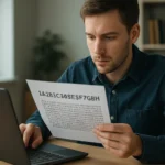 Férfi ellenőrzi az ellenőrző összeget a számítógép előtt