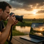 Fotós HDR technológiát használva természetes tájat fényképez