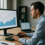 Férfi adatelemzés közben, anomáliaészlelés grafikonokkal