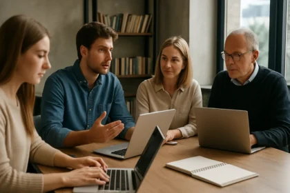 Csoportos megbeszélés elosztott tanulás témában informatikai szakemberekkel.