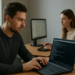 Férfi távoli hozzáférést biztosító Telnet protokollt használ