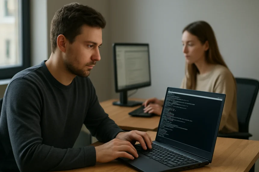 Férfi távoli hozzáférést biztosító Telnet protokollt használ