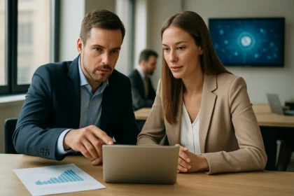 Üzleti megbeszélés digitális transzformáció témában