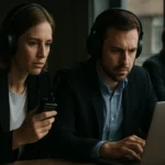 Hírszerzők főhadiszálláson, kommunikációs megfigyelés közben.