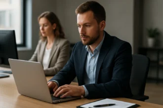 Modern vállalati szakemberek dolgoznak IT megoldásokon