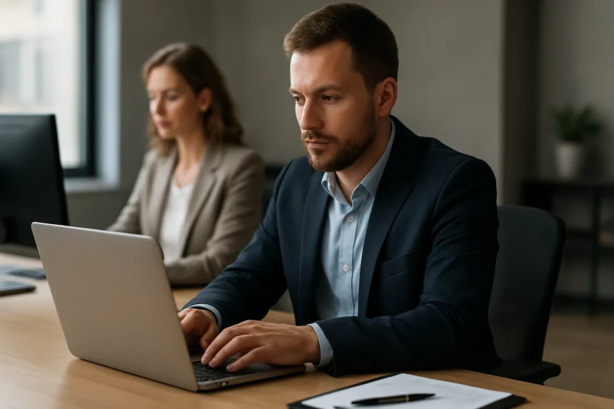 Modern vállalati szakemberek dolgoznak IT megoldásokon