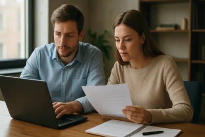 Két munkatárs együtt dolgozik az Apache OpenOffice programmal.