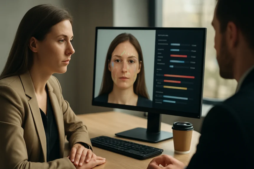 A nő érzelmi reakcióit analizáló technológia bemutatása.