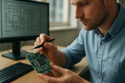 Férfi az aritmetikai logikai egység (ALU) működését tanulmányozza.