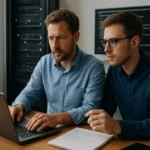 Két férfi DevOps környezetben immutable infrastruktúrát használva dolgozik.