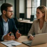 Üzleti megbeszélés a kapcsolatmenedzsment és az ügyfélkapcsolat javítása érdekében.