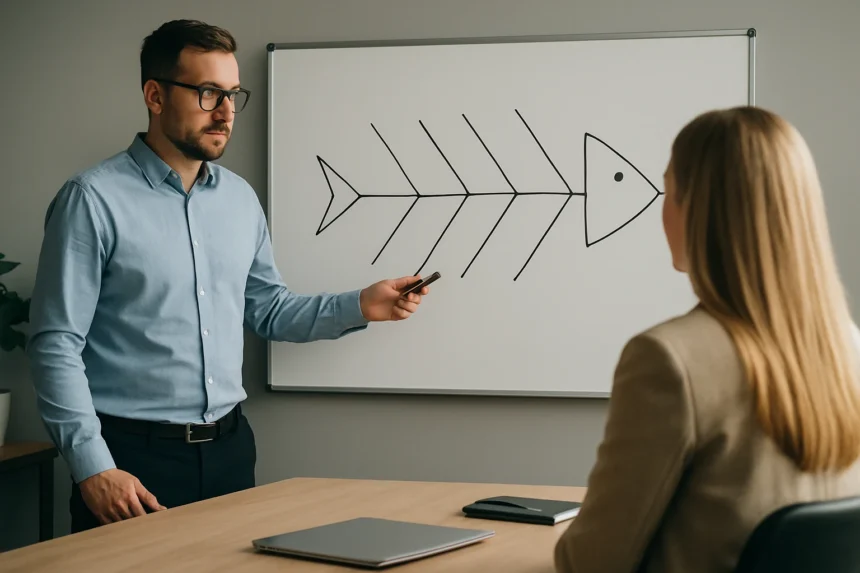 Halszálka diagram bemutatása egy megbeszélés során